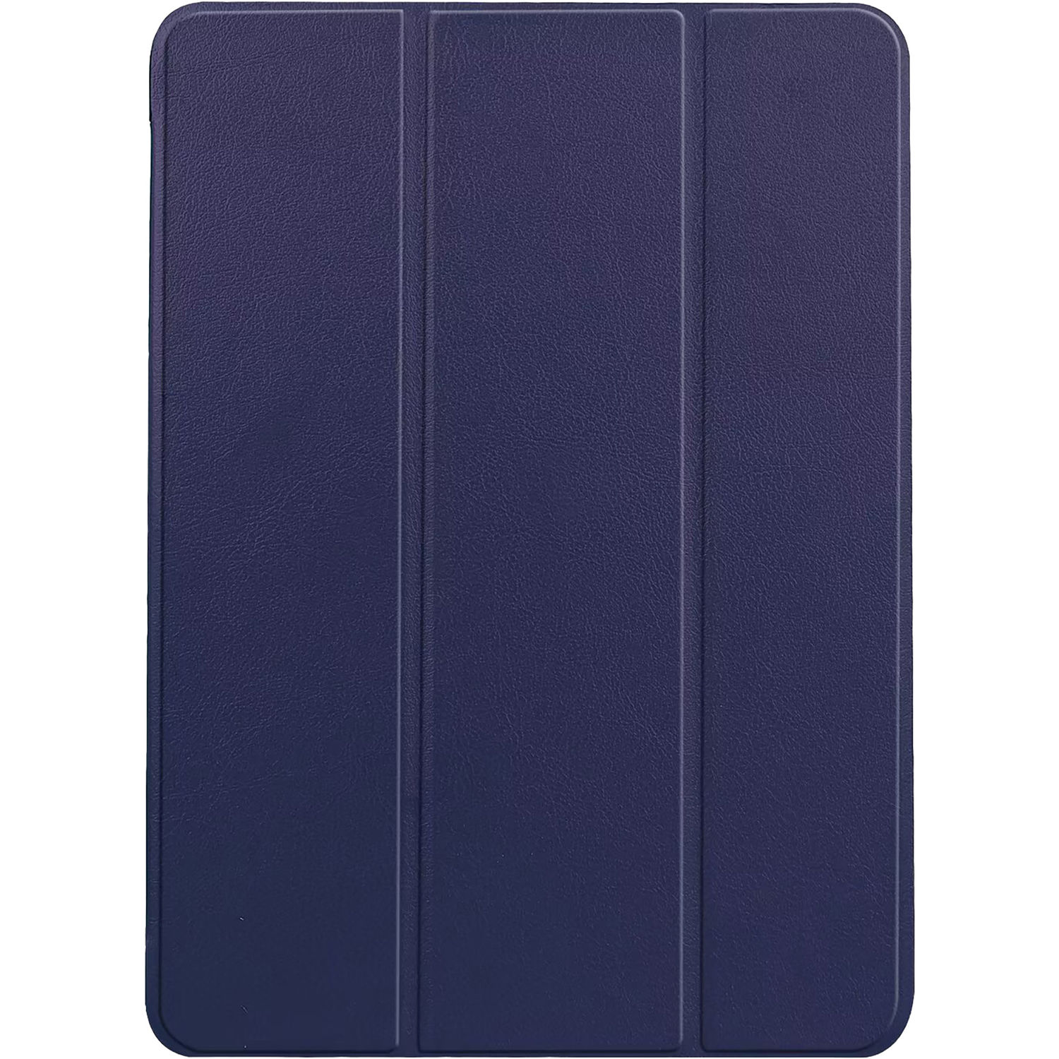 A blue tablet case. It is folded into three sections.