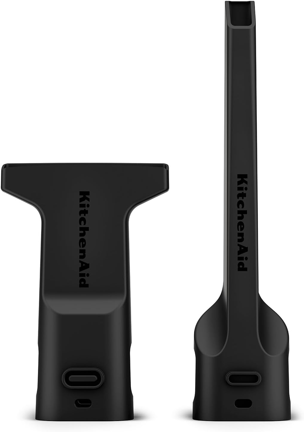 Két fekete KitchenAid porszívó tartozék fehér háttéren.