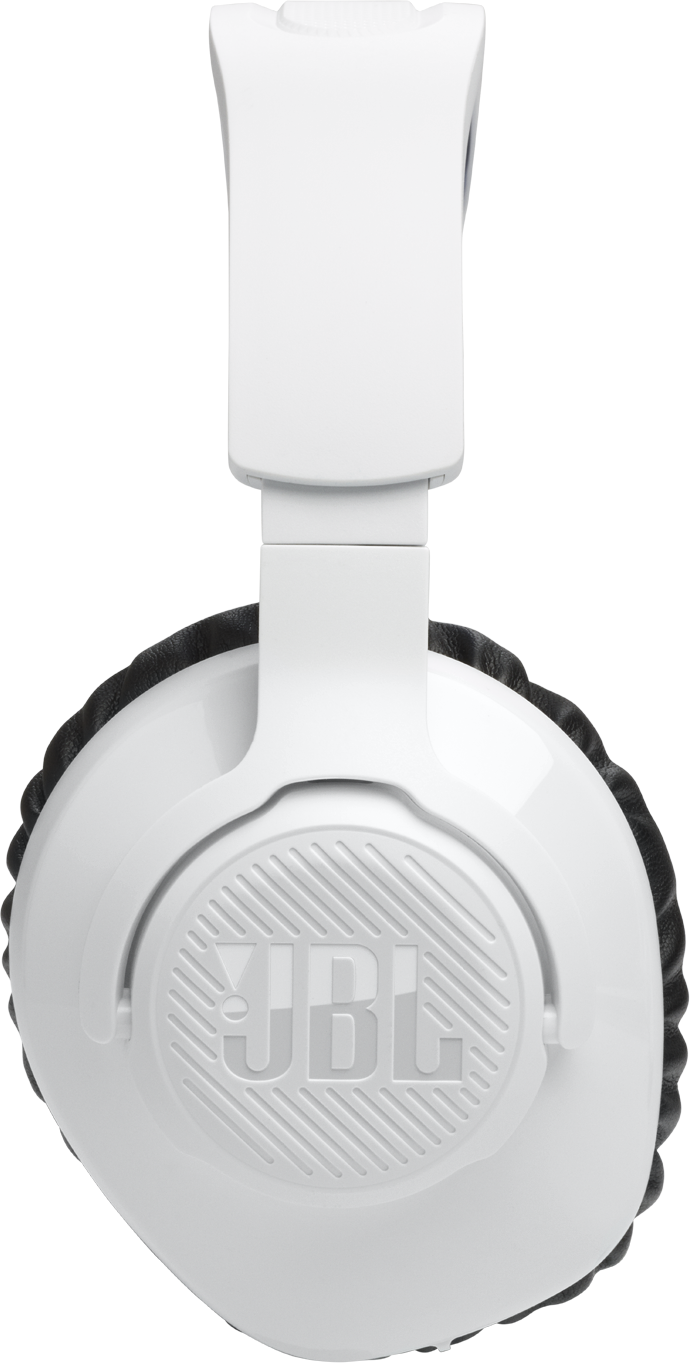 Cuffie JBL bianche, vista dall'alto. Colore bianco. Logo JBL visibile.