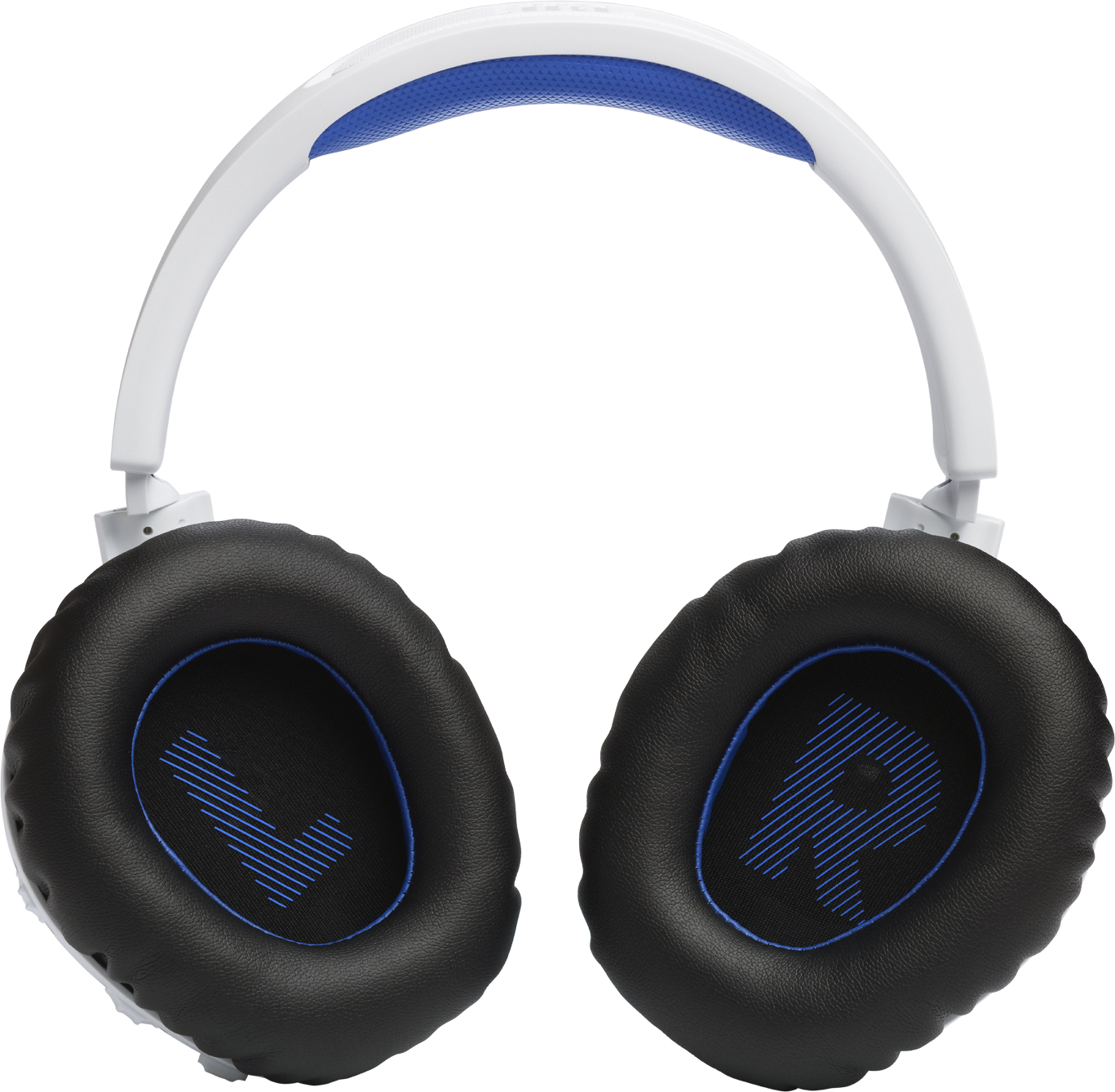 Cuffie over-ear con padiglioni neri e archetto bianco.