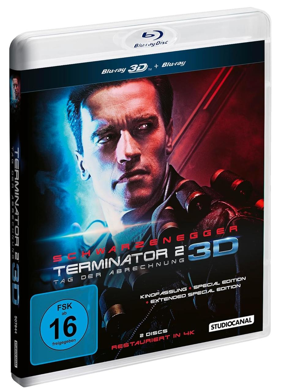 Blu-ray Disc-Hülle mit Arnold Schwarzenegger aus Terminator 2: Tag der Abrechnung.