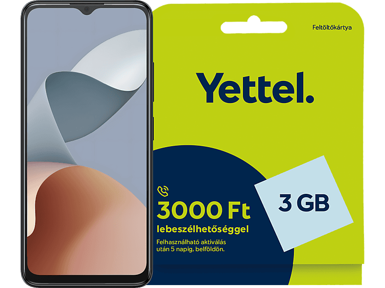 ZTE BLADE A34 6/64 GB Szürke Kártyafüggetlen Okostelefon + Yettel Feltöltőkártyás Expressz csomag