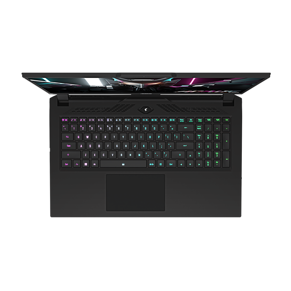 Una computadora portátil negra con la tapa abierta y un teclado.