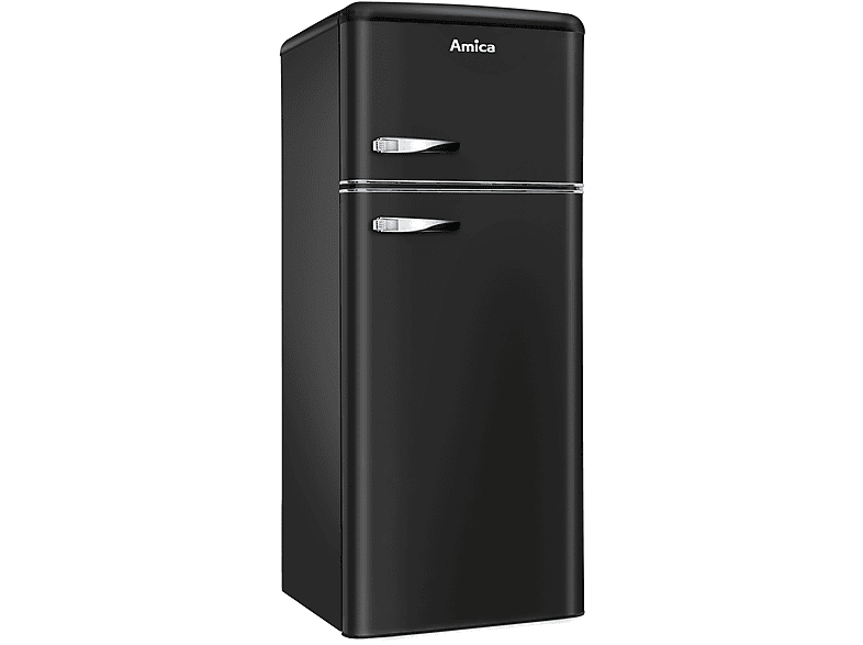 AMICA KGC 15637 MS Retro Edition Kühlgefrierkombination (E, 206 l, 1440 mm hoch, Matt-Schwarz)