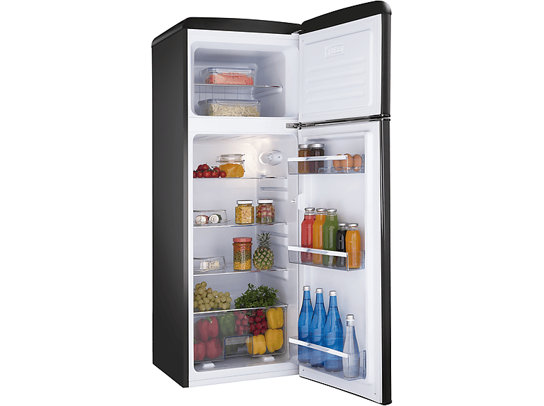 AMICA KGC 15637 MS Retro Edition Kühlgefrierkombination (E, 206 l, 1440 mm hoch, Matt-Schwarz)