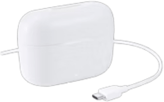 Fehér töltőtok fehér kábellel és USB-C csatlakozóval.