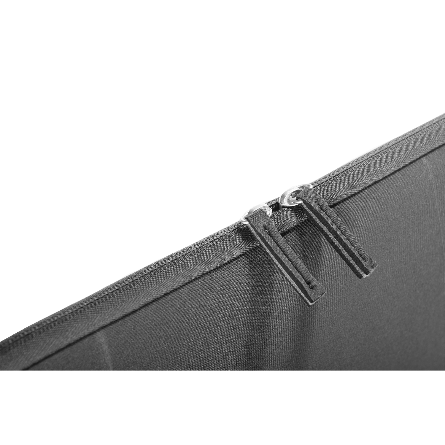 A black bag with a zipper on the top. The zipper pulls are visible.