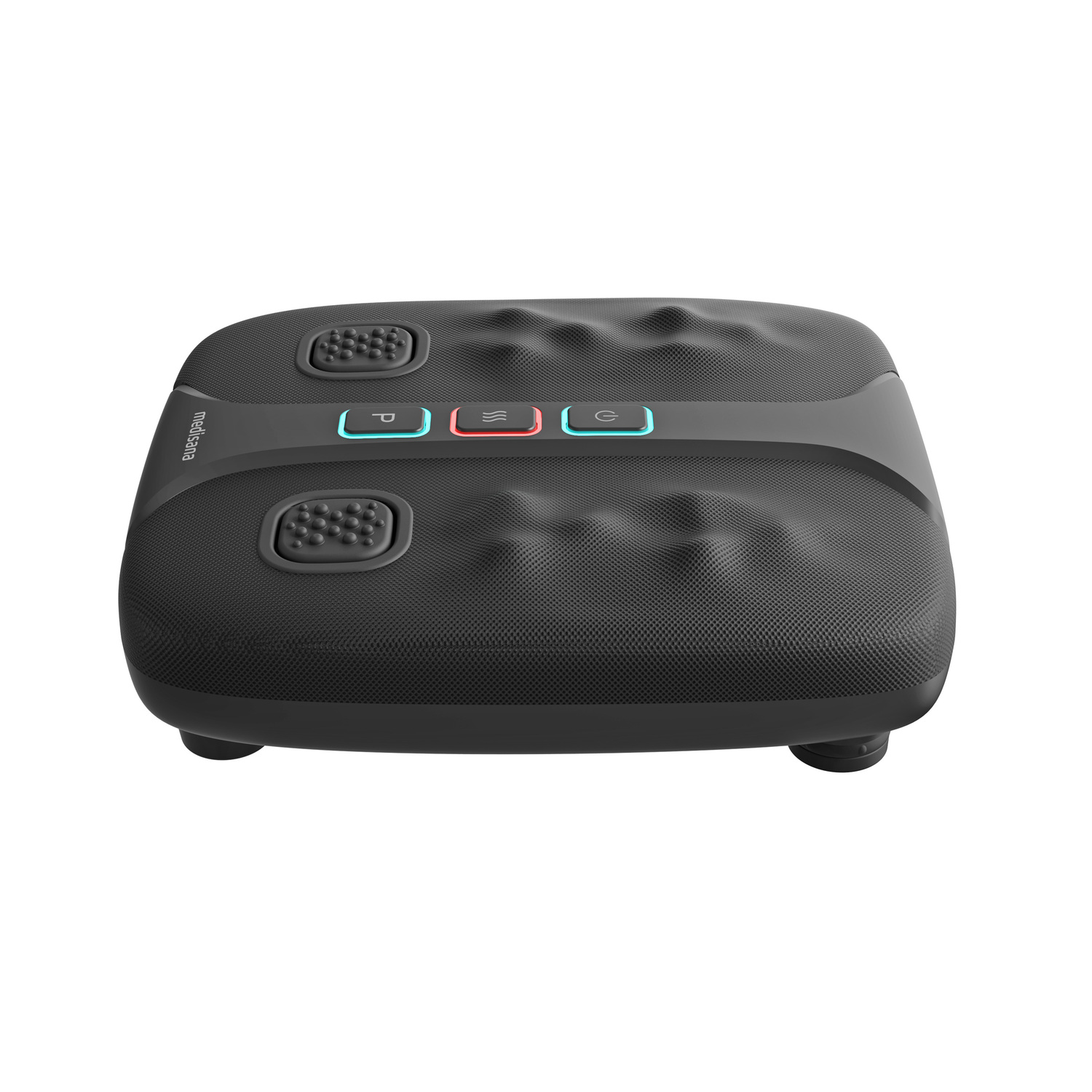 Black foot massager with buttons, on a white background.