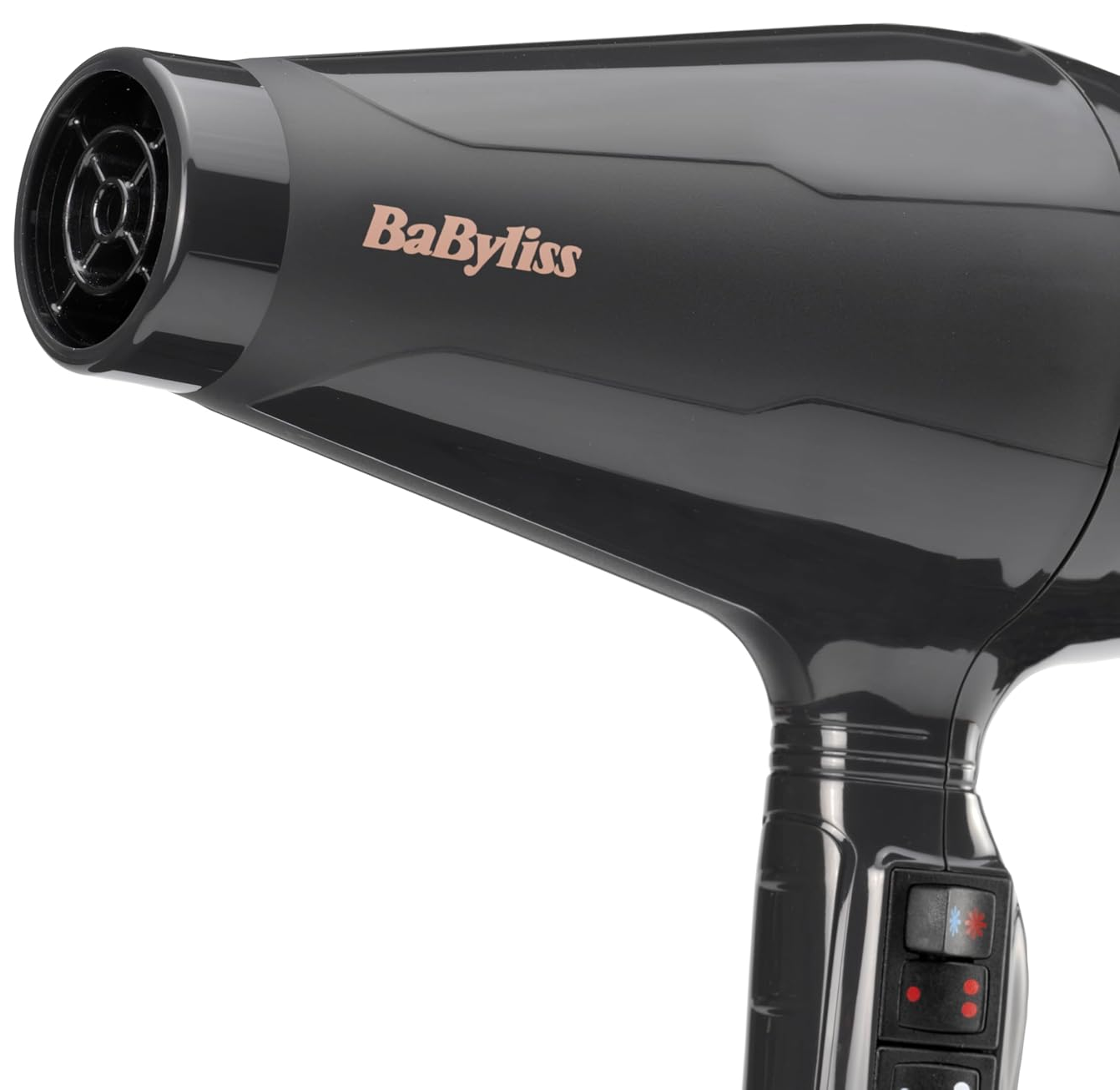 Fekete hajszárító, rajta a 'BaByliss' márkanévvel.