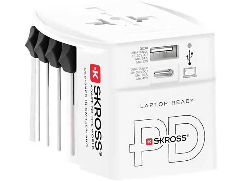 Skross Adapter Muv Pro 2-poles + Usb-c Oplader 2500 Ma Wit (1.302975)