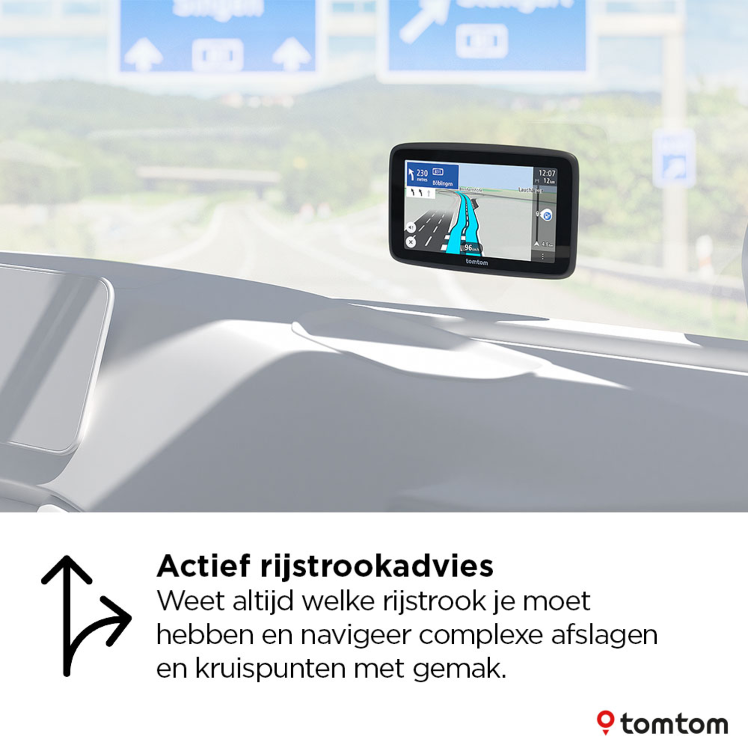 GPS in a car, showing a map on the screen.