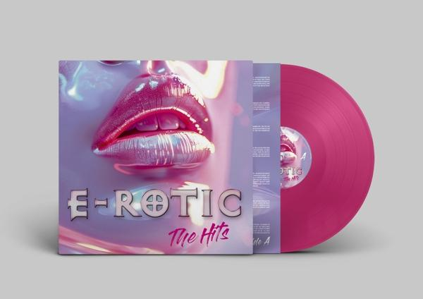 Albumcover einer pinken Schallplatte mit Lippen und dem Titel 'E-Rotic'.