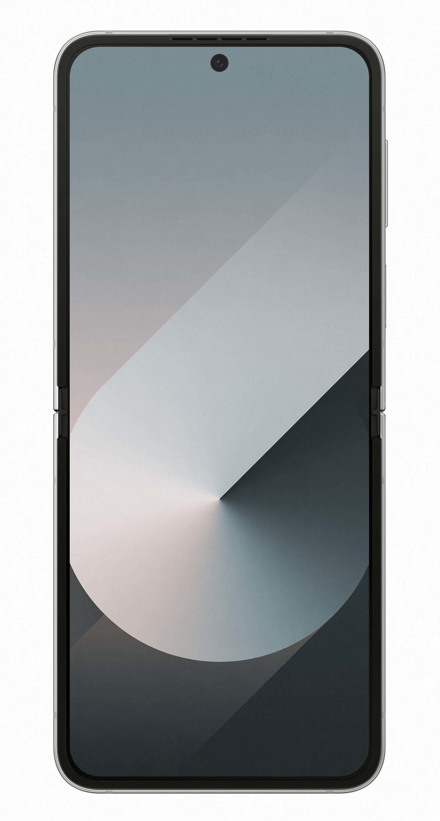 Składany smartfon w pozycji zamkniętej. Ekran ma gradientowy wyświetlacz.