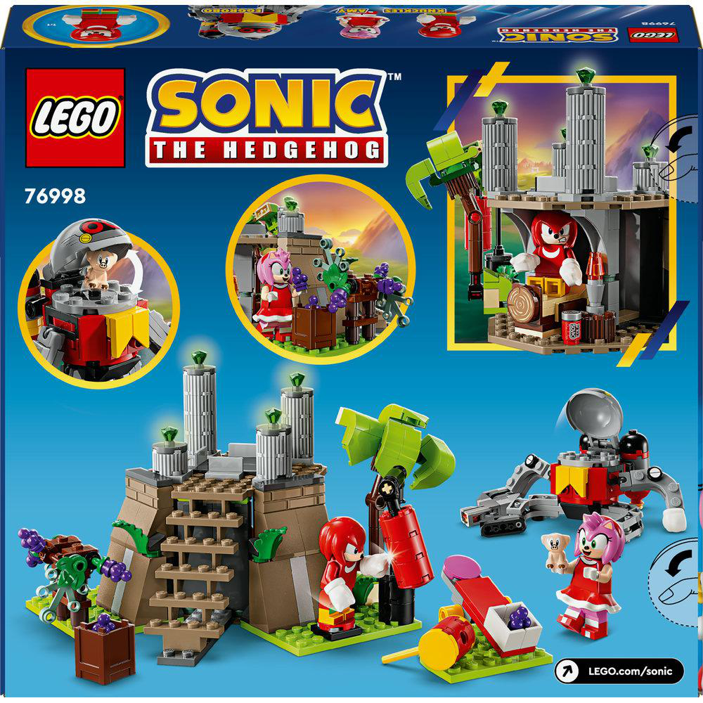 Lego Sonic The Hedgehog Set Box, zeigt verschiedene Figuren und Bauszenen.