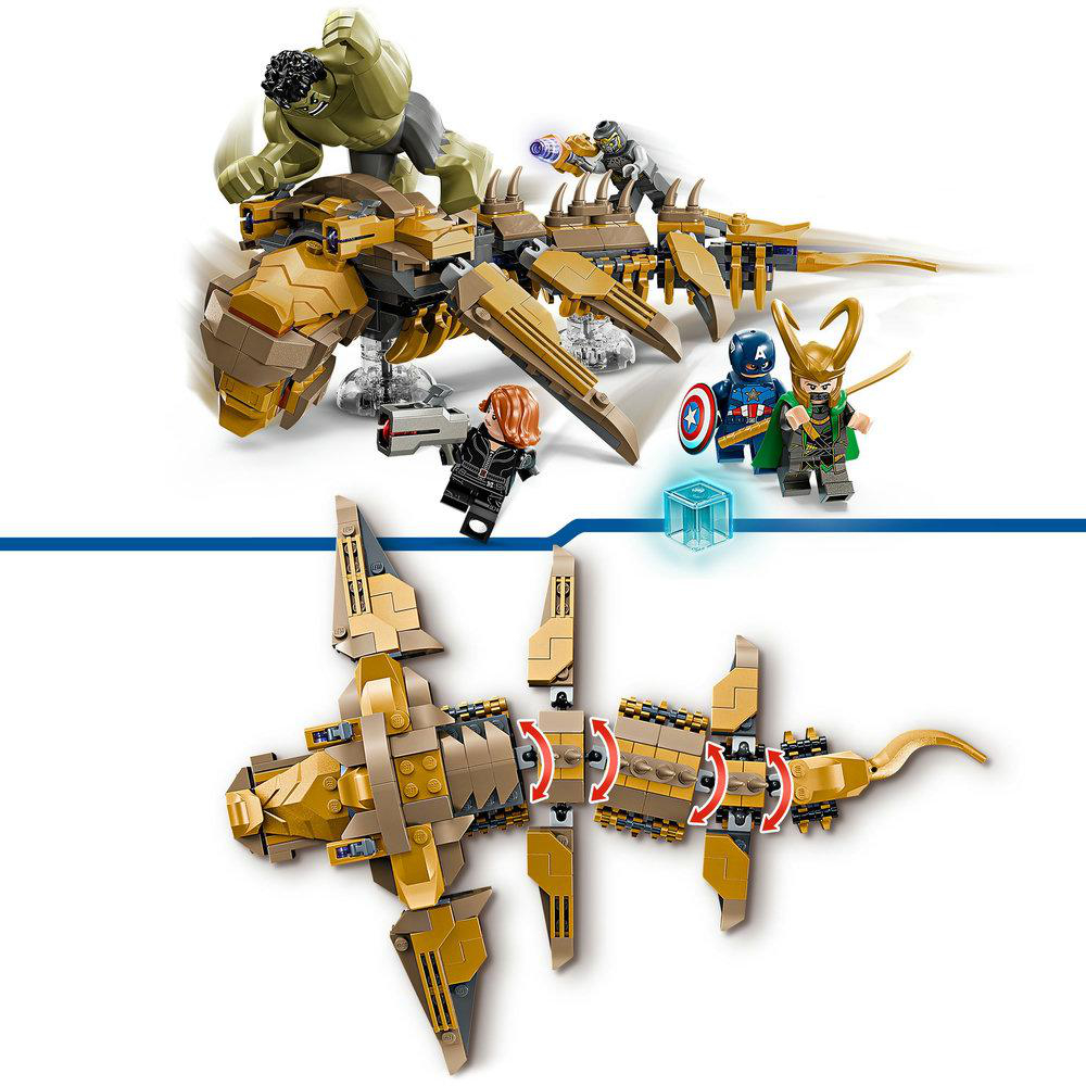 Lego-Set mit den Marvel-Charakteren Hulk, Captain America, Loki und Black Widow.