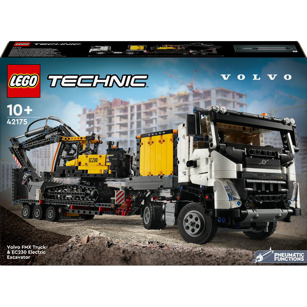 Lego Technic Set: Volvo LKW und Bagger. Box zeigt Details und Bauanleitungen, Set für Kinder ab 10 Jahren.