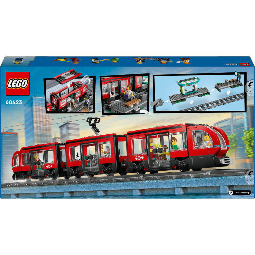 Lego-Zugset-Box mit Zugwagen und Personen darin.
