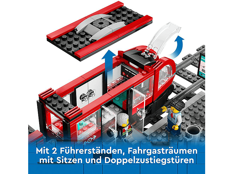 Thumbnail - LEGO City 60423 Straßenbahn mit Haltestelle Bausatz, Mehrfarbig