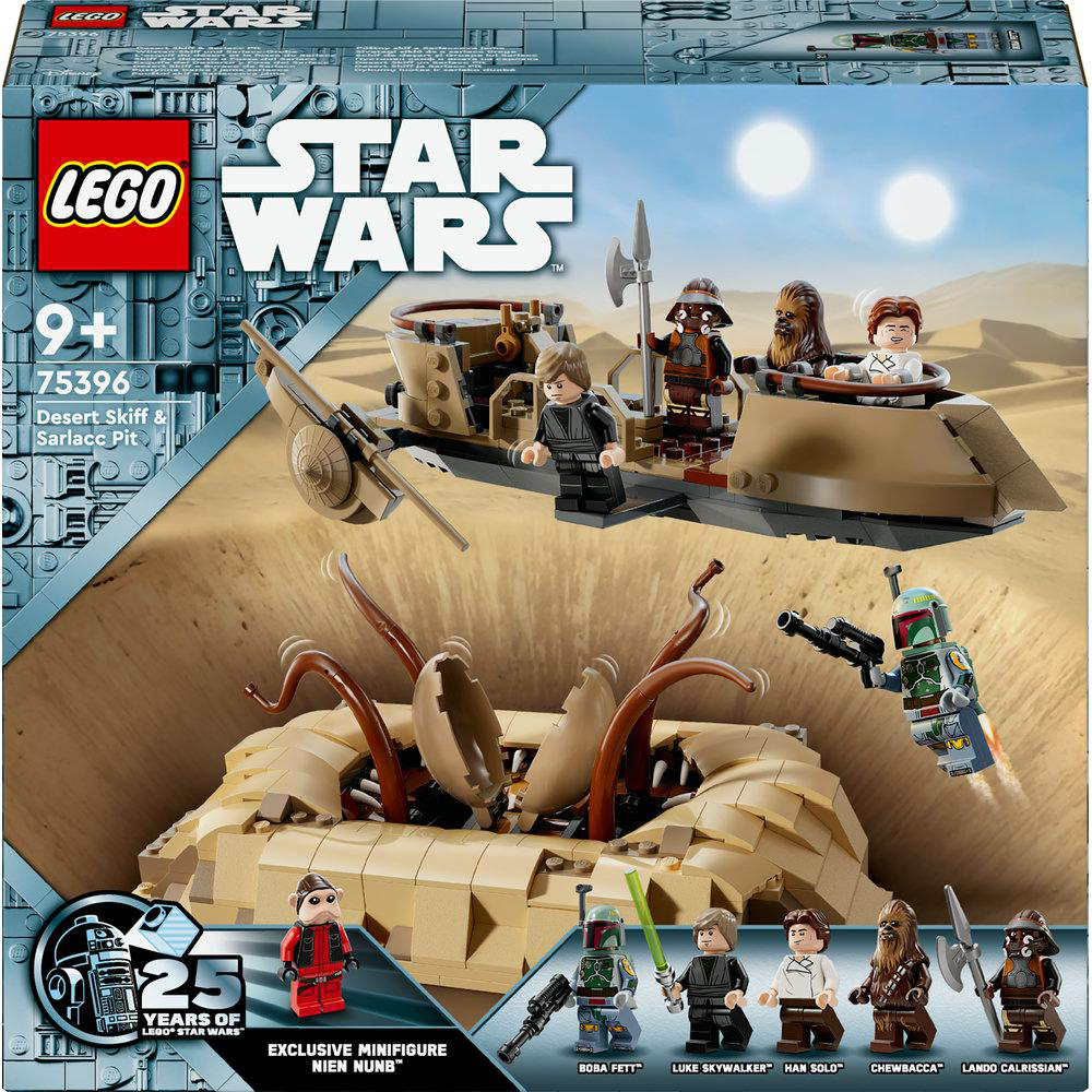 Lego Star Wars-Set mit einem Wüstenschiff, Sarlacc Pit und Minifiguren.