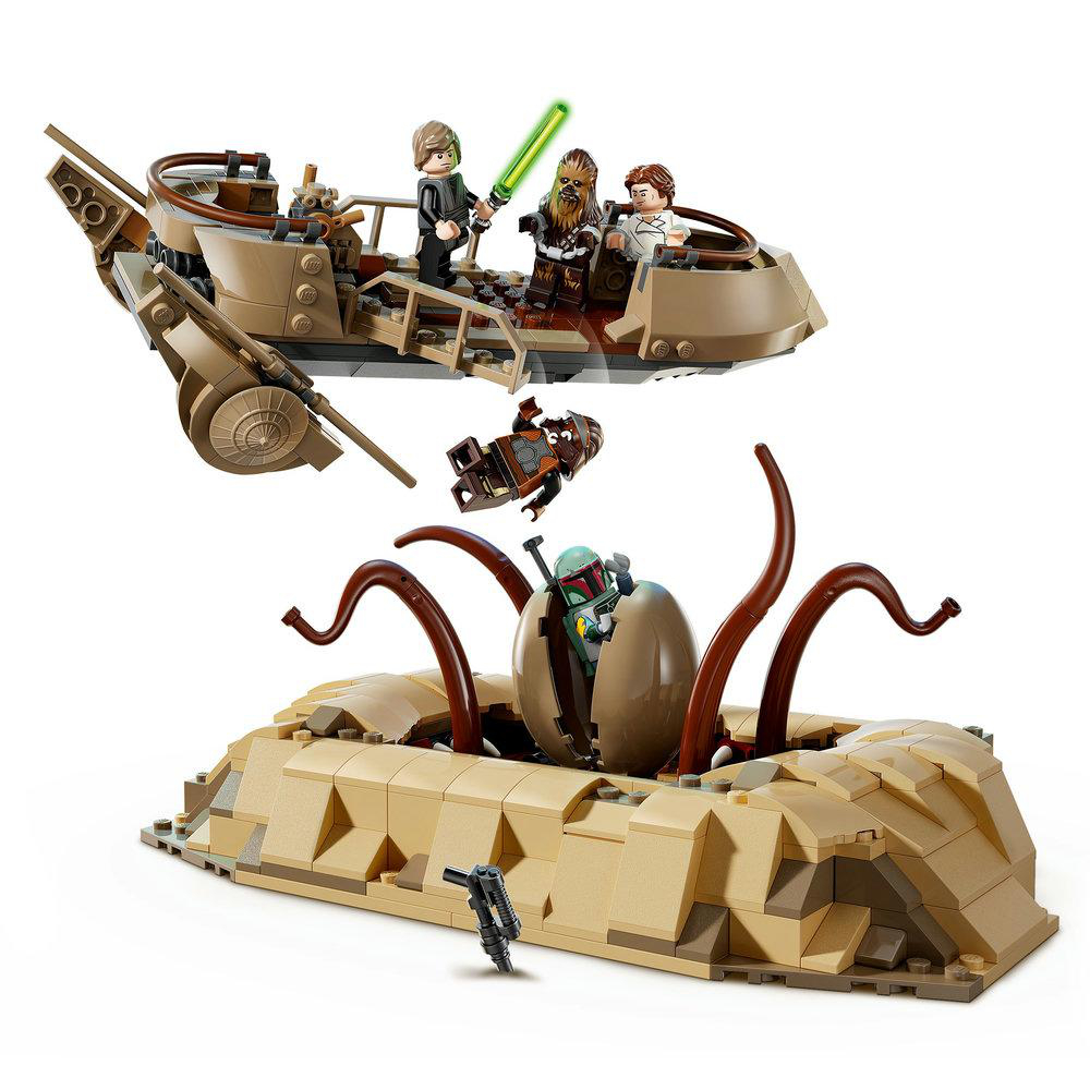 LEGO Star Wars Set: Luke, Chewbacca, Han und eine Kreaturenszene mit Boba Fett.
