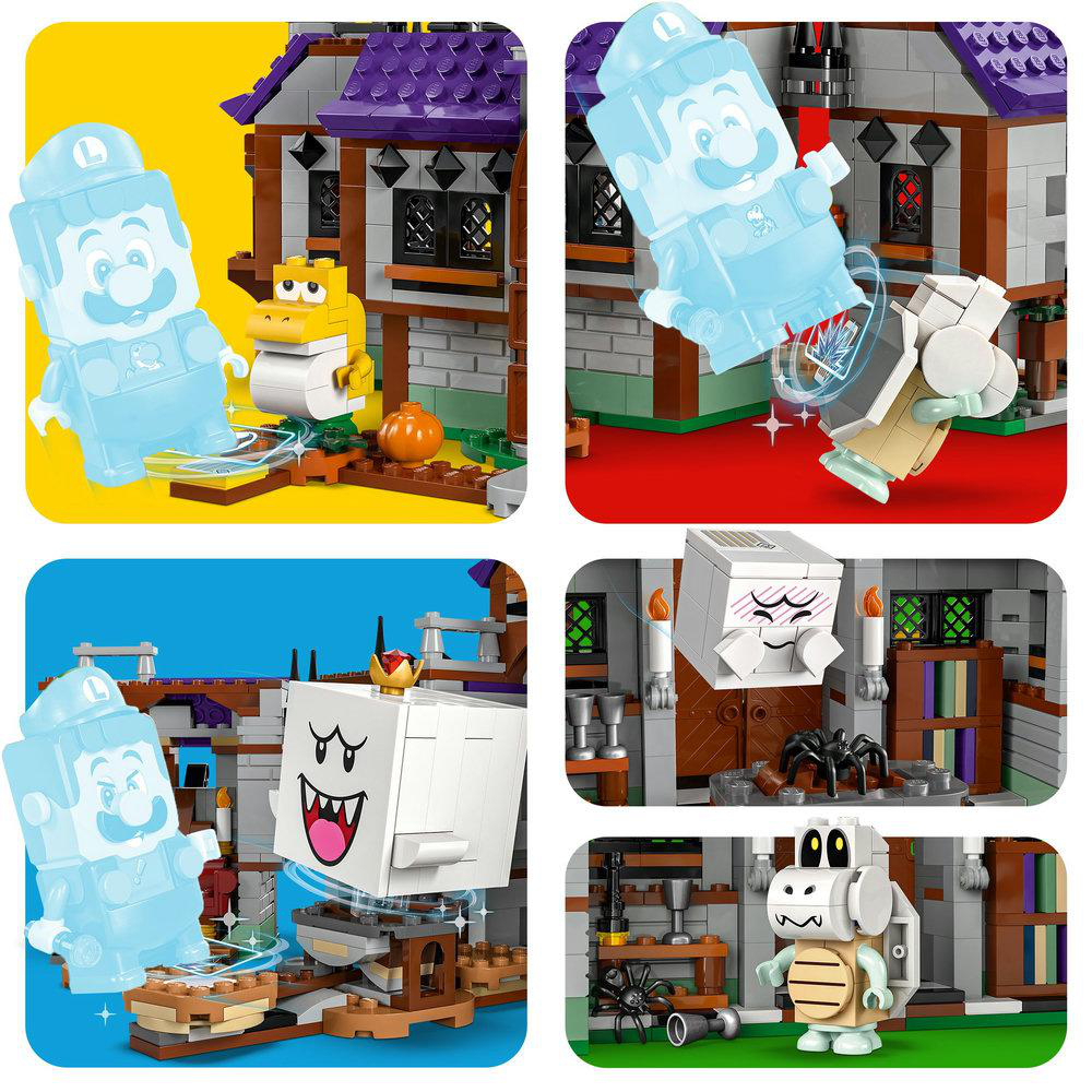 LEGO Super Mario Set mit Geistern und einem Spukhaus. Verschiedene Szenen und Figuren.