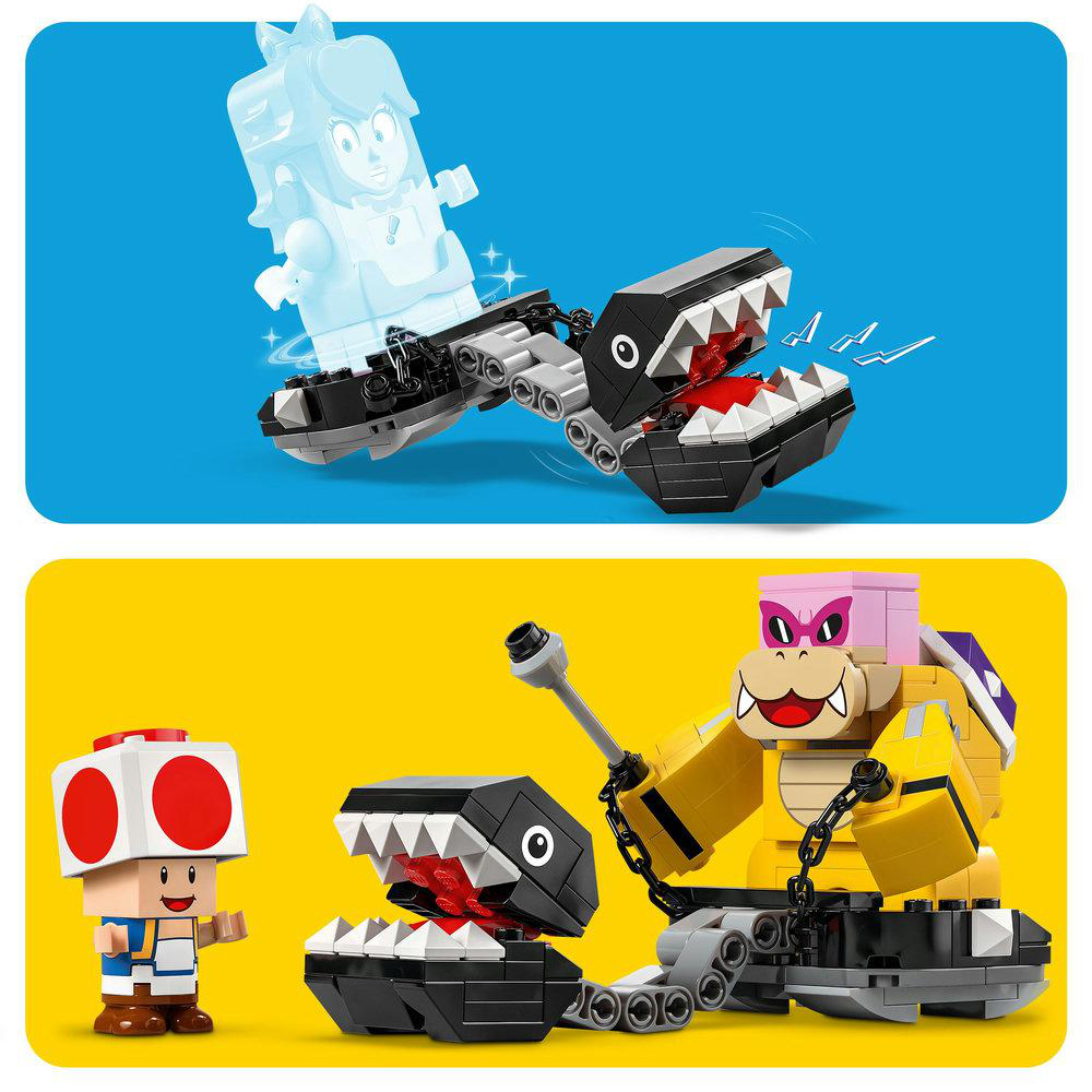 Zwei Lego Super Mario Szenen: ein Geist und ein Koopa Troopa mit Chain Chomp.