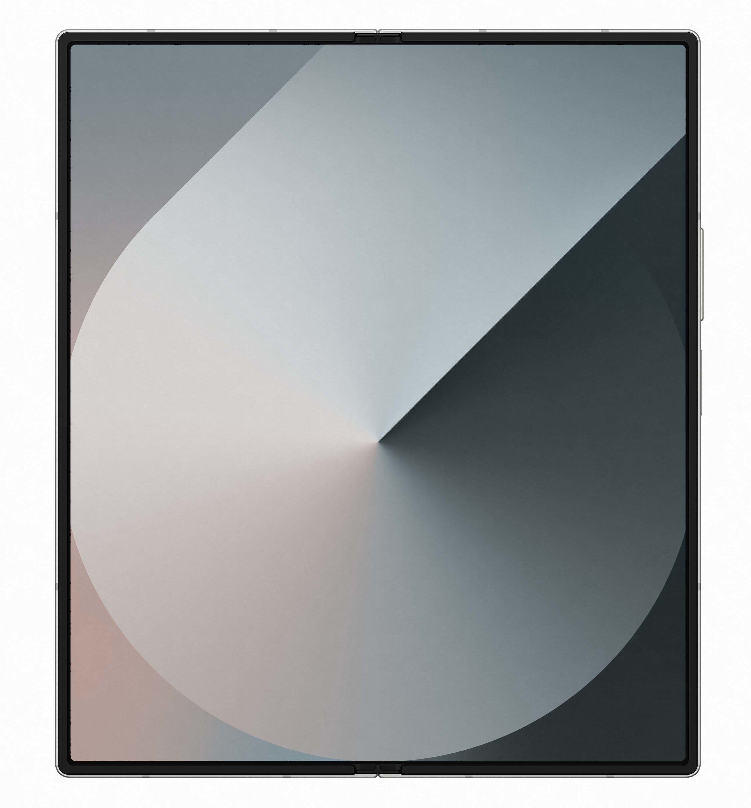 Tablet z dużym wyświetlaczem, pokazującym gradient w odcieniach szarości.