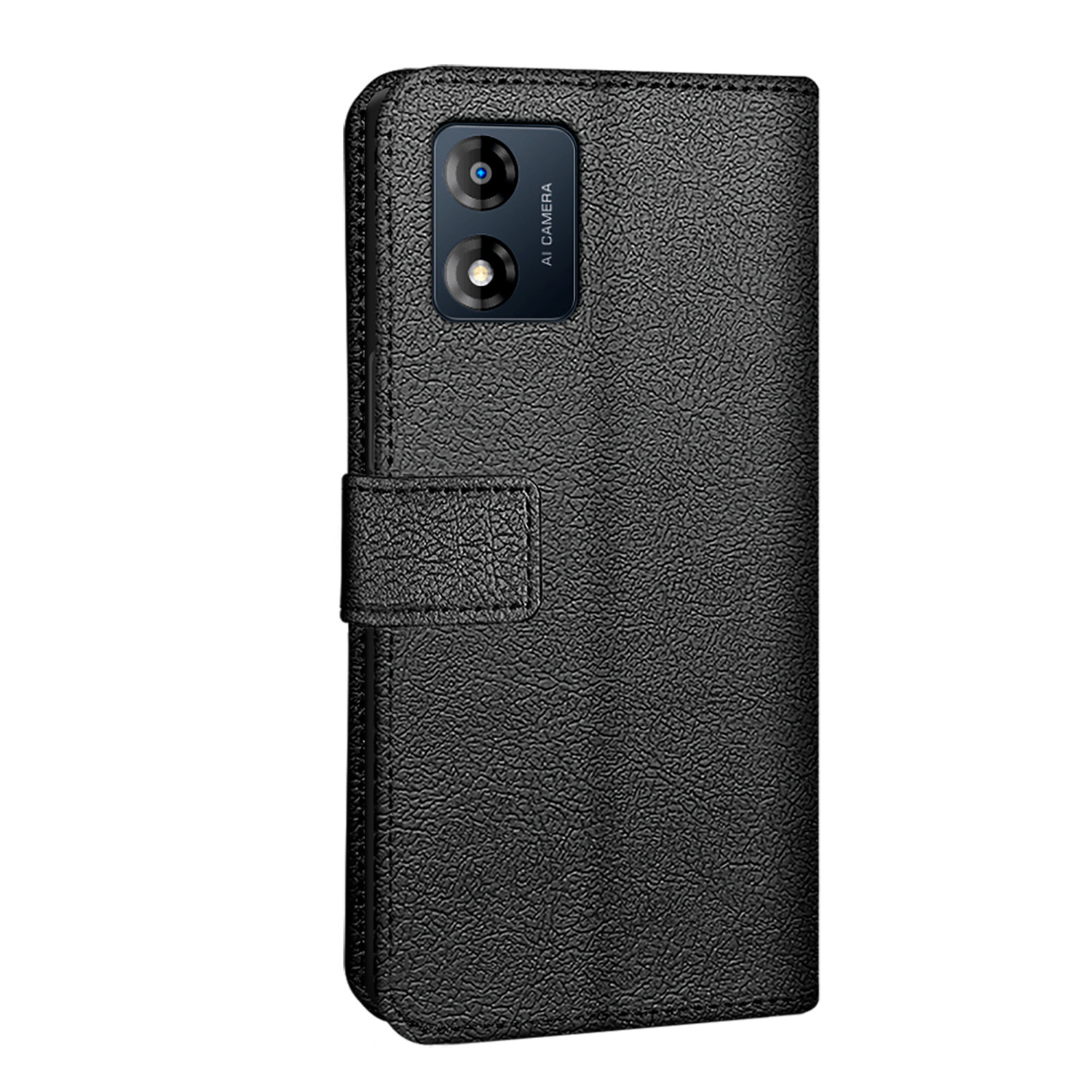 Coque de téléphone noire avec un téléphone et une caméra.