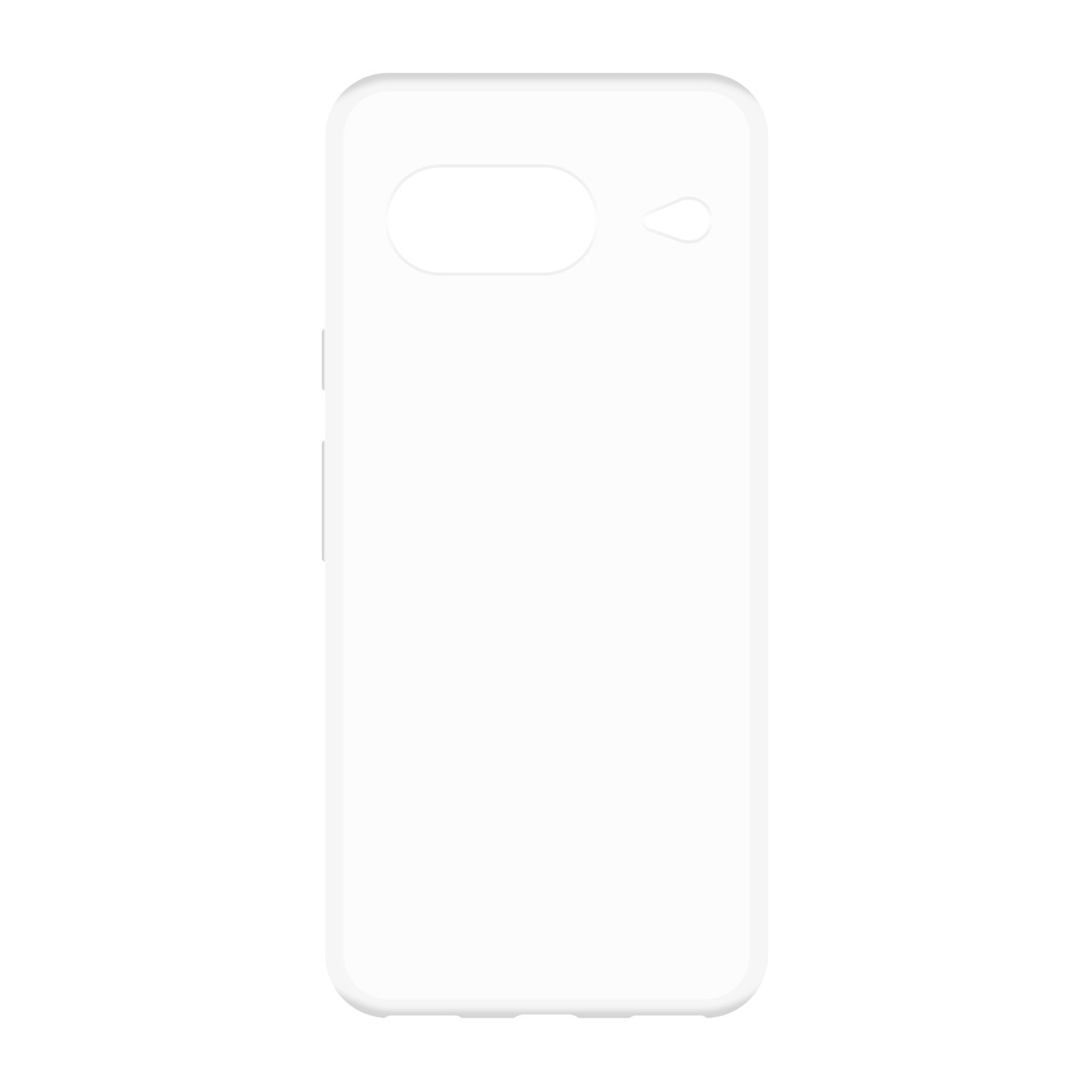 White phone case with cutouts for camera and buttons, simple design.