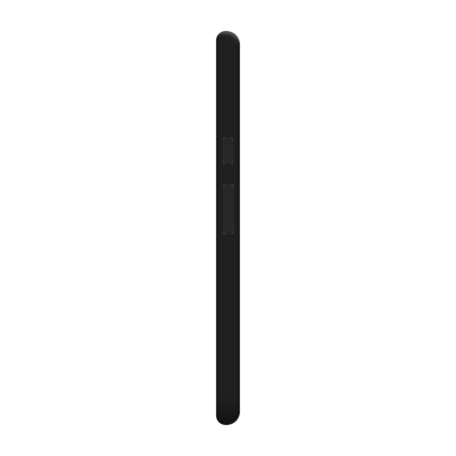 Vue latérale d'un smartphone noir avec les boutons de volume et d'alimentation.
