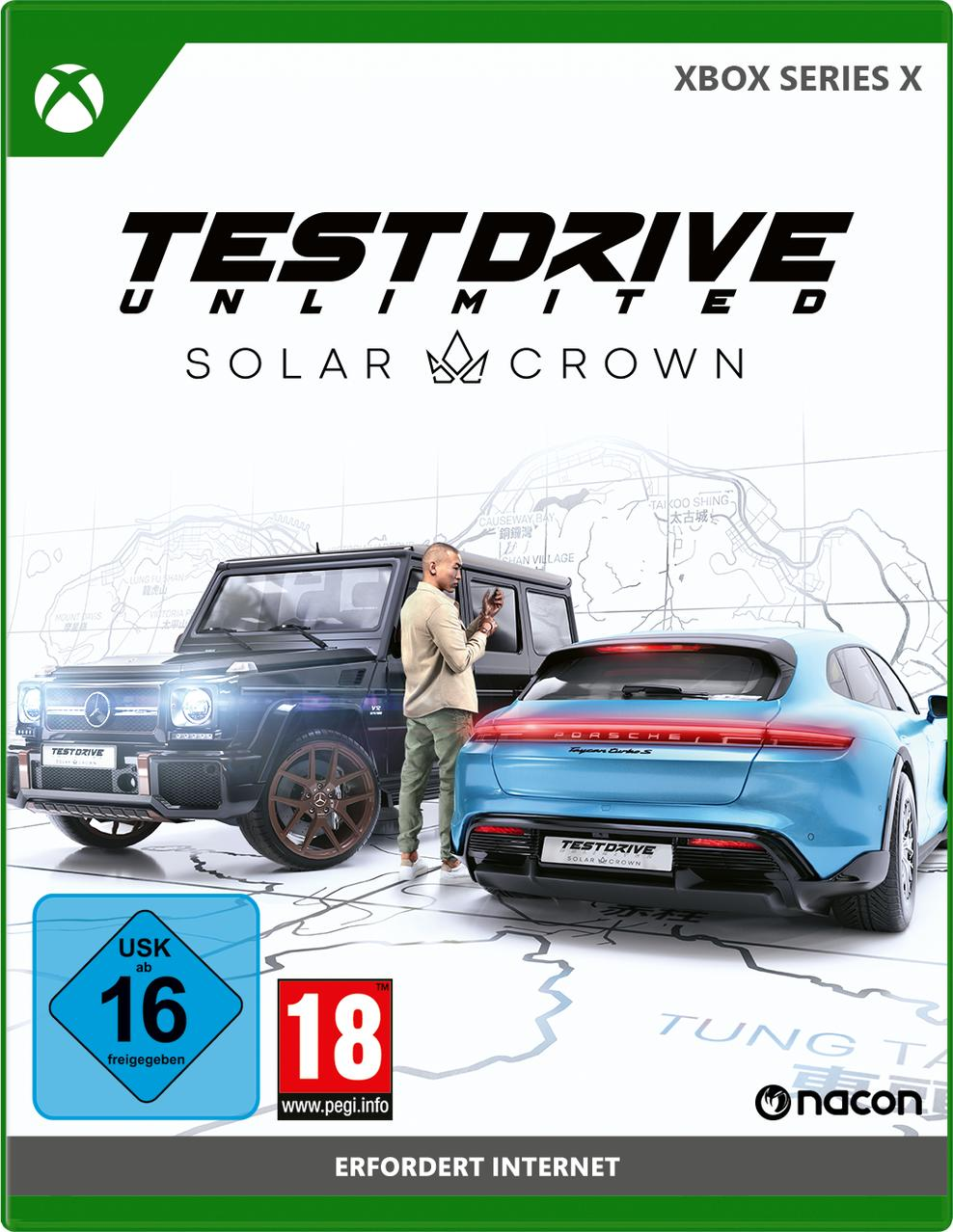 Xbox Series X Spielbox für Test Drive Unlimited Solar Crown, mit Autos.