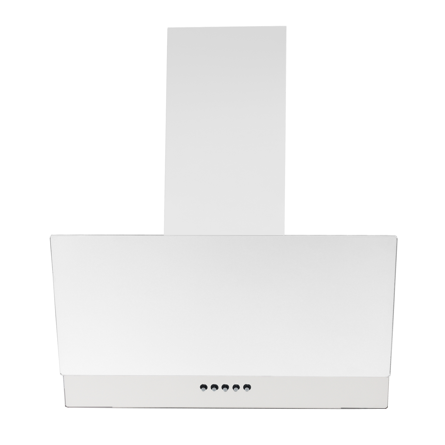 Hotte de cuisine blanche, design rectangulaire, avec une série de boutons. Isolé sur blanc.