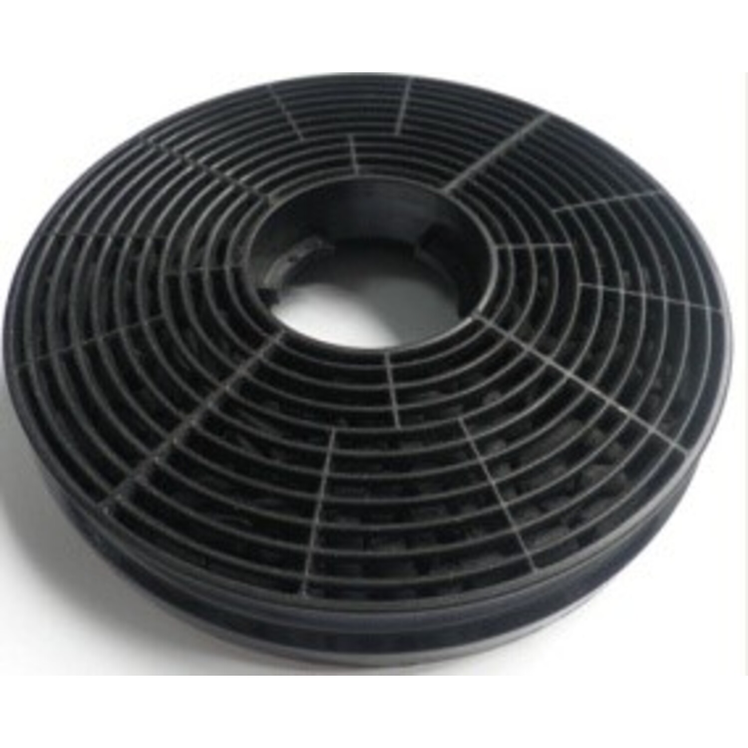 Filtre à charbon noir circulaire avec un motif de grille. Utilisé pour la purification de l'air.