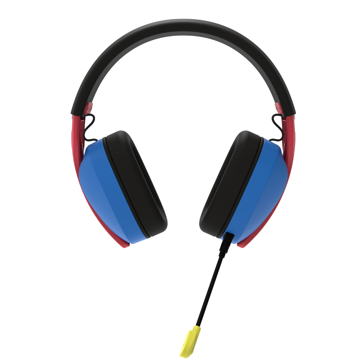 Auriculares: esquema de colores rojo, azul y negro.