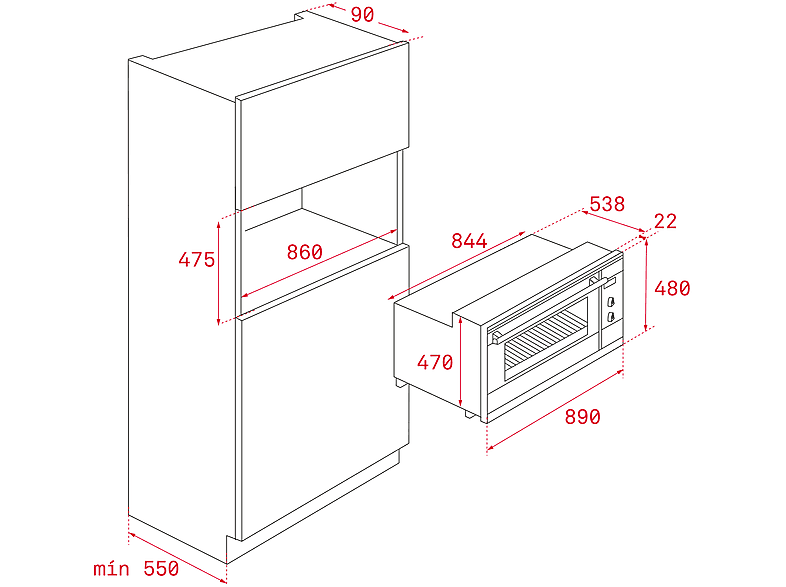 Teka HSF900 Forno Multifunzione Da 90 Cm – 77 Litri, Acciaio Inox, Pulizia HydroClean ECO, 7 Funzioni, Porta A 2 Vetri