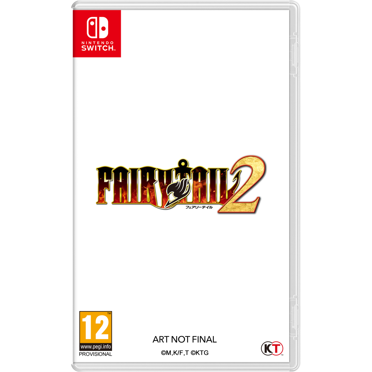 Nintendo Switch gamebox. Titel: Fairy Tail 2. Witte achtergrond met het logo van de game.