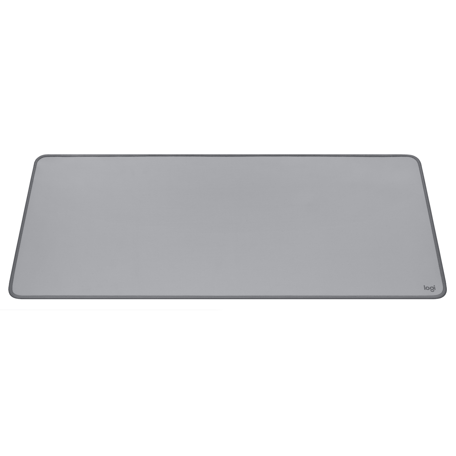 A gray rectangular mousepad with a dark gray border on a white background.
