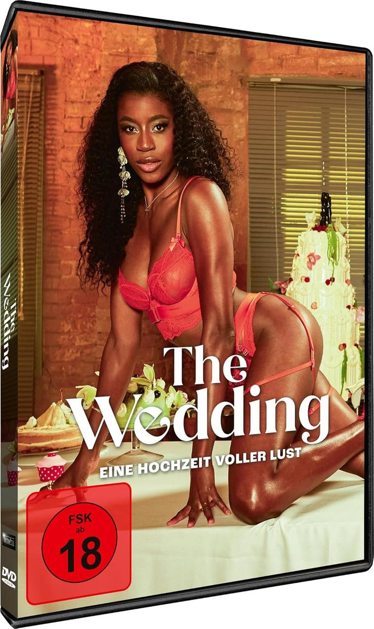 DVD-Hülle einer Frau in Dessous. Titel: The Wedding. Rote und weiße Farben.