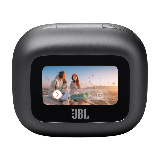 Cámara de acción JBL con una pantalla que muestra personas.