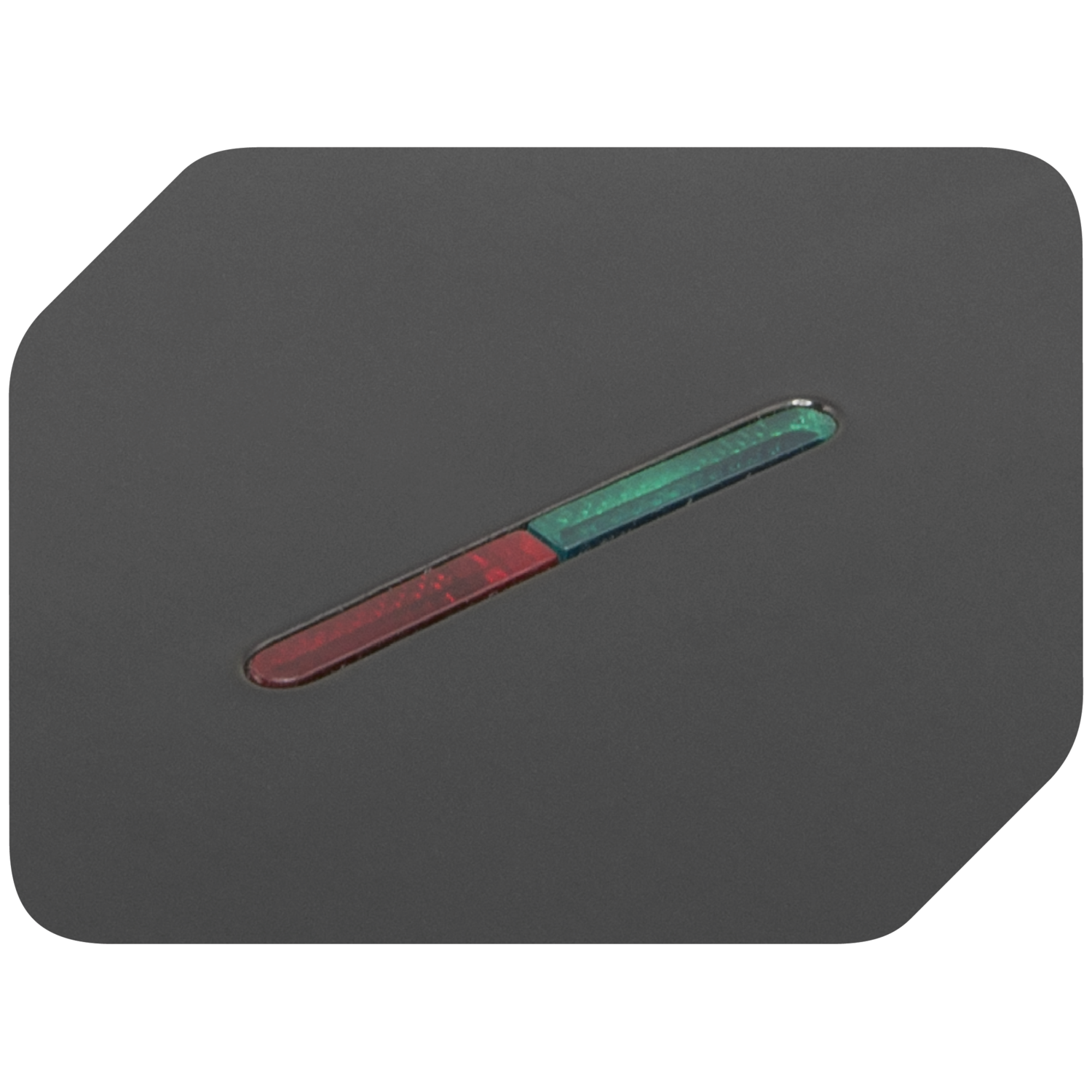 Black device with red and green lights.