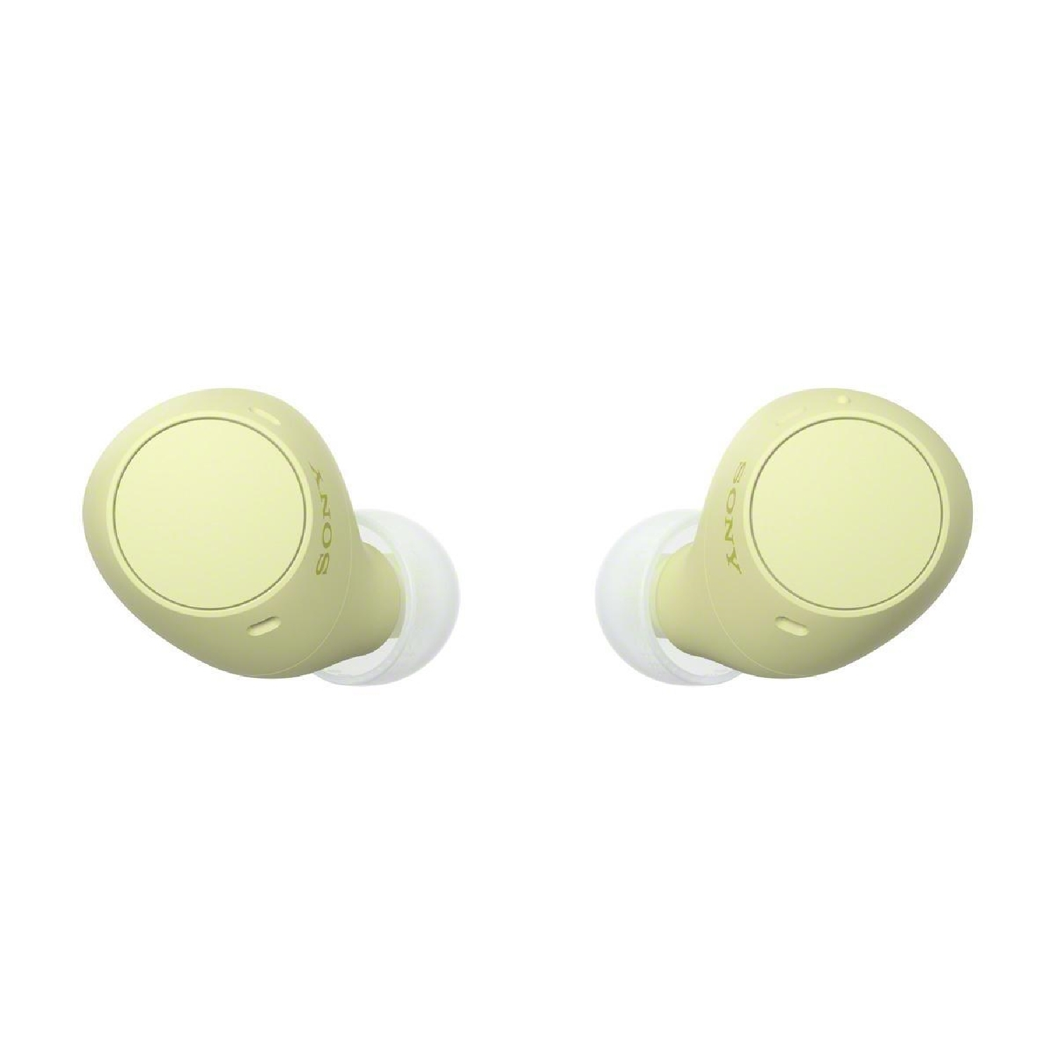 Due auricolari Sony gialle.