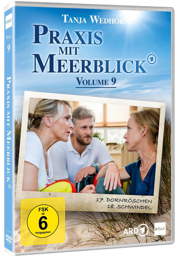 Eine DVD-Box zeigt ein Filmcover mit drei Personen. Der Titel ist auf Deutsch. Die Box ist blau.