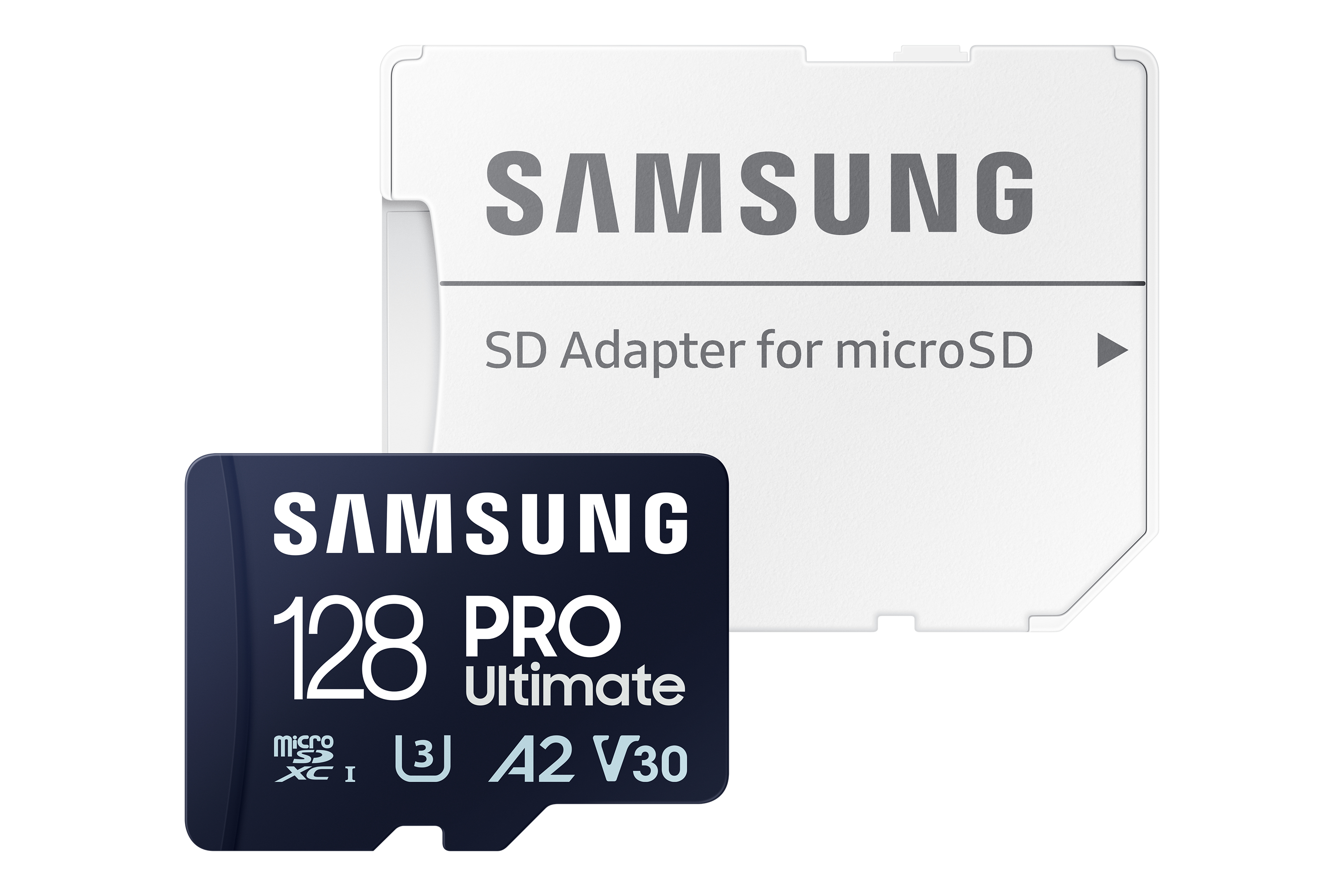Tarjeta SD Samsung 128 PRO Ultimate con su adaptador.