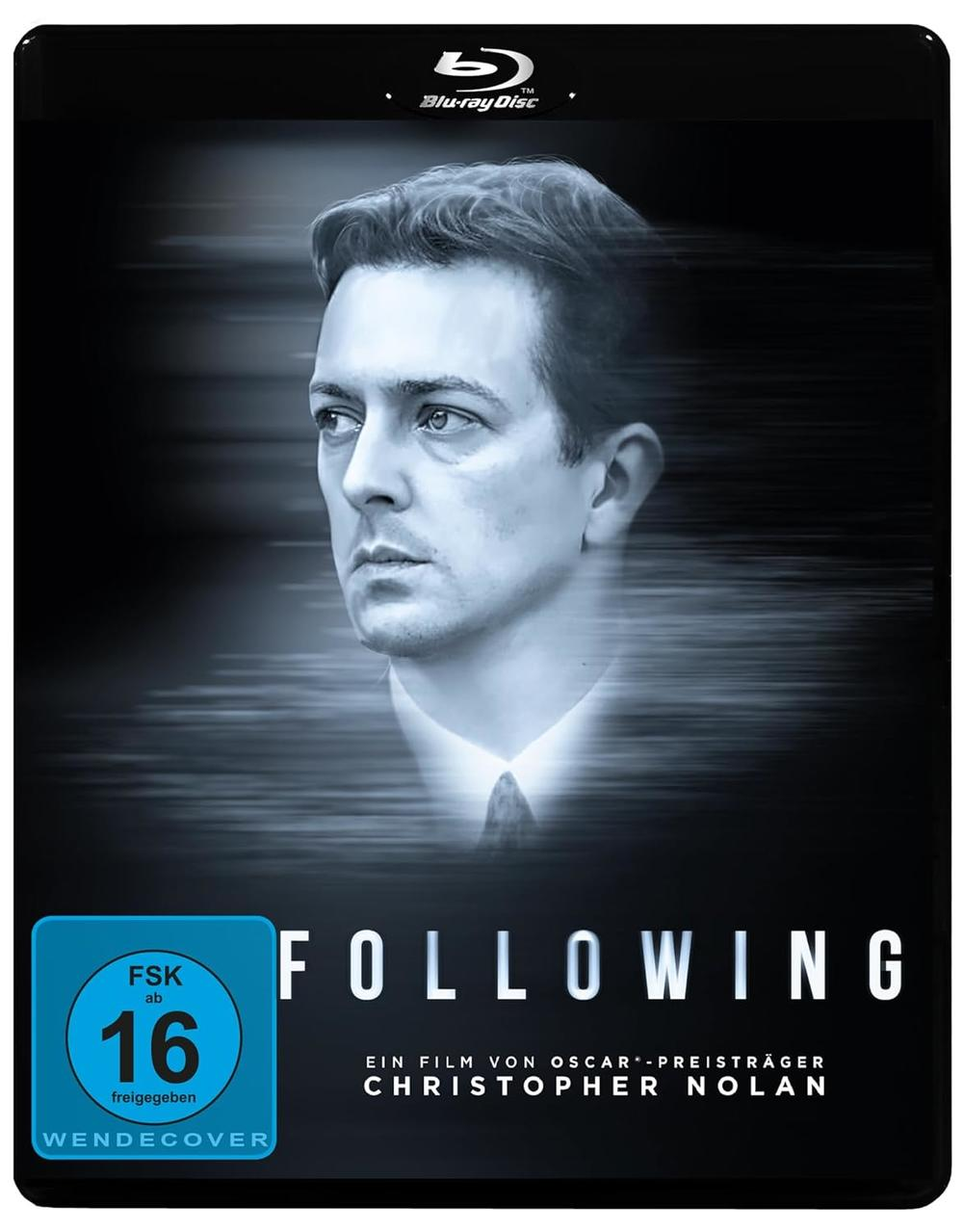 Blu-ray-Cover mit einem Männergesicht, Schwarz-Weiß.