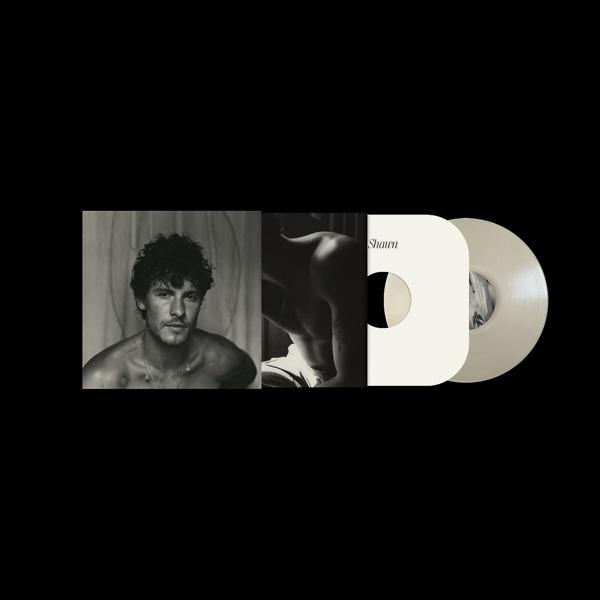 Vinyl-Albumcover mit einem Mann ohne Hemd und einer weißen Schallplatte mit Text, mit schwarzem Hintergrund.