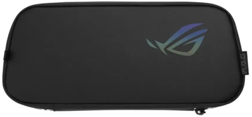 Étui de transport ROG noir avec le logo ROG au centre.