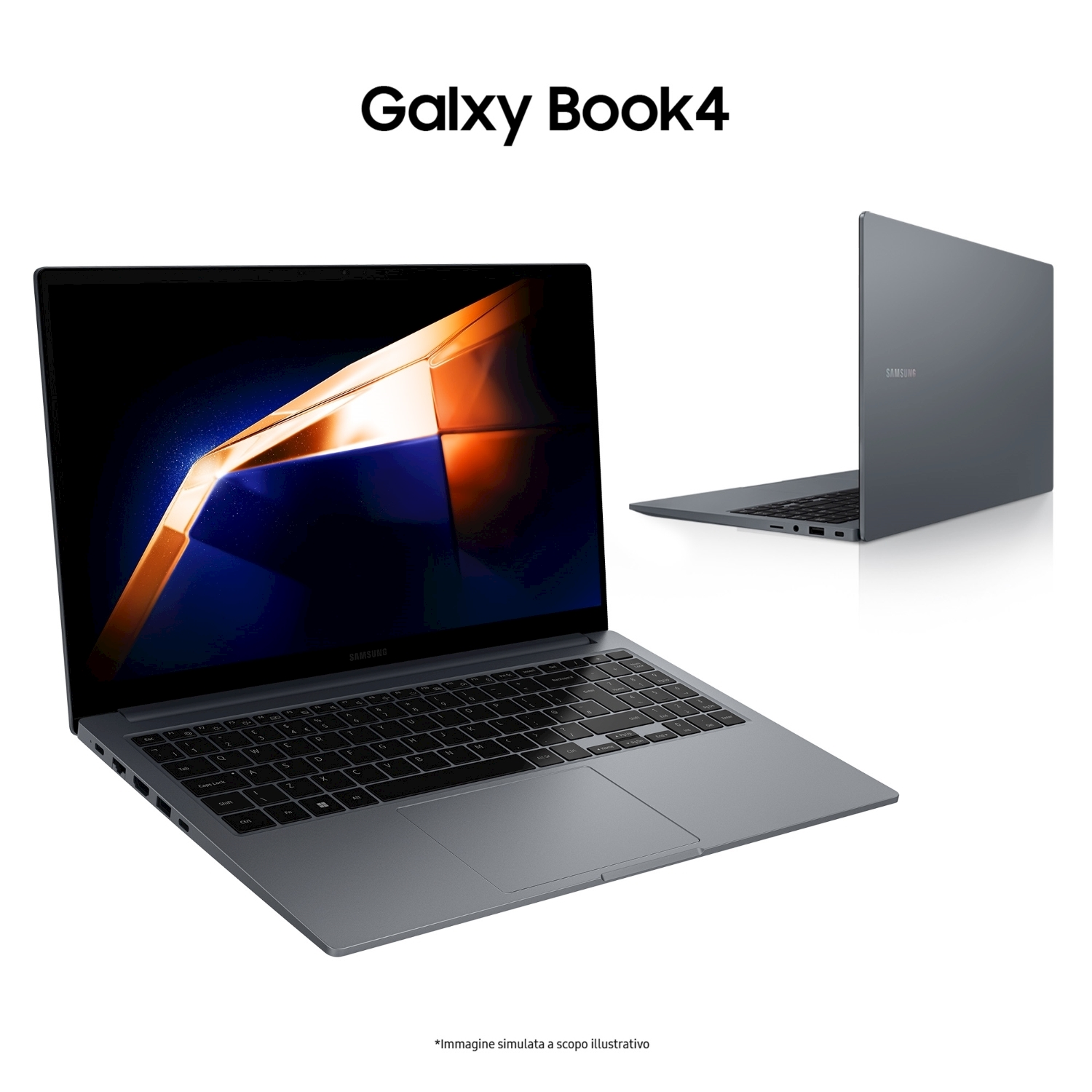 Laptop grigio, aperto, mostra tastiera e schermo. Un altro laptop a destra.