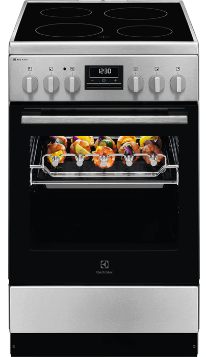 ELECTROLUX LKR540267X Kerámia tűzhely, 50x60, 4 főzőzóna, rozsdamentes acél, teleszkópos sütősín, BBQ