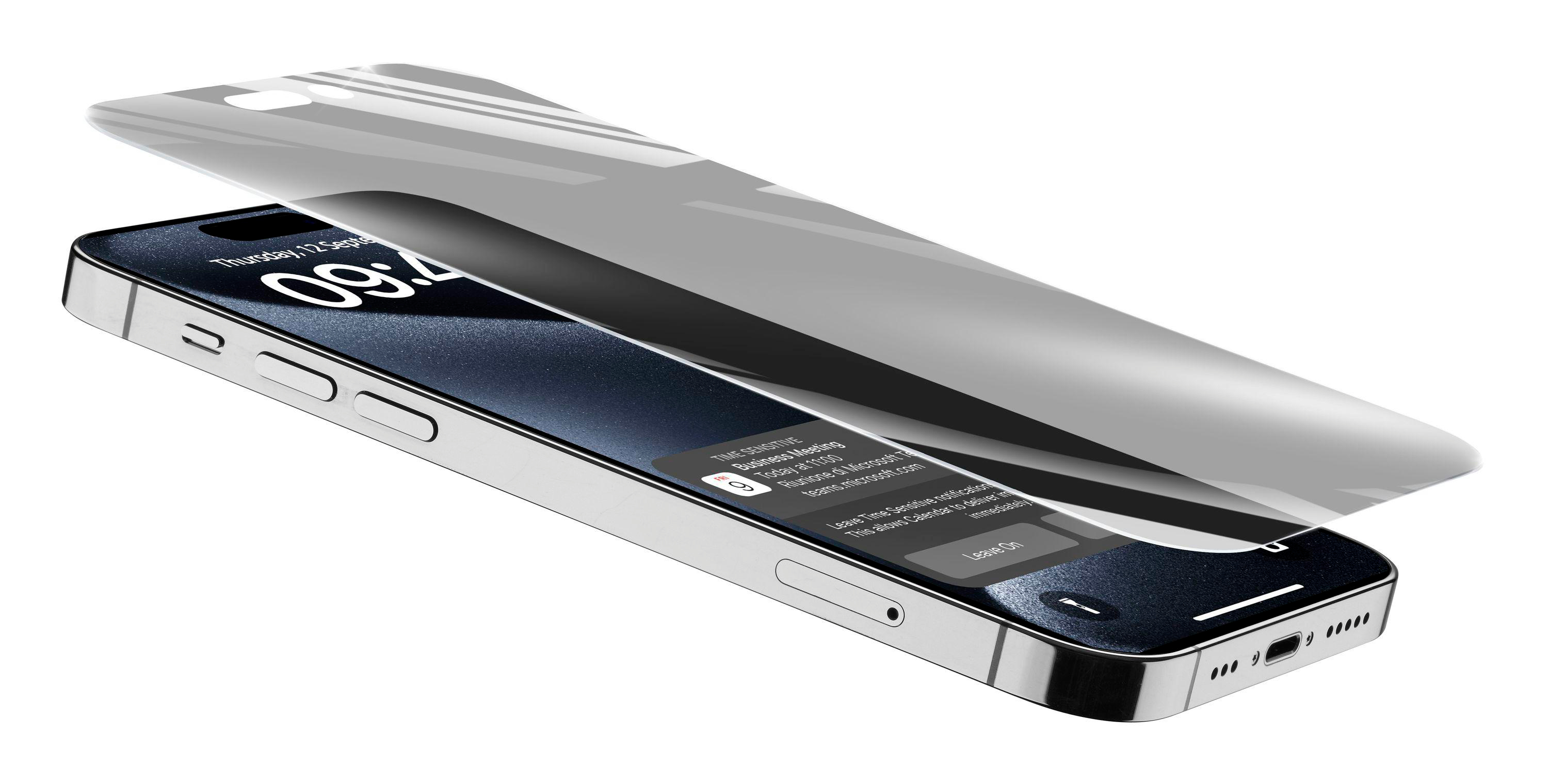 Ein Telefon mit aufgebrachter Displayschutzfolie. Der Bildschirm zeigt Benachrichtigungen an.