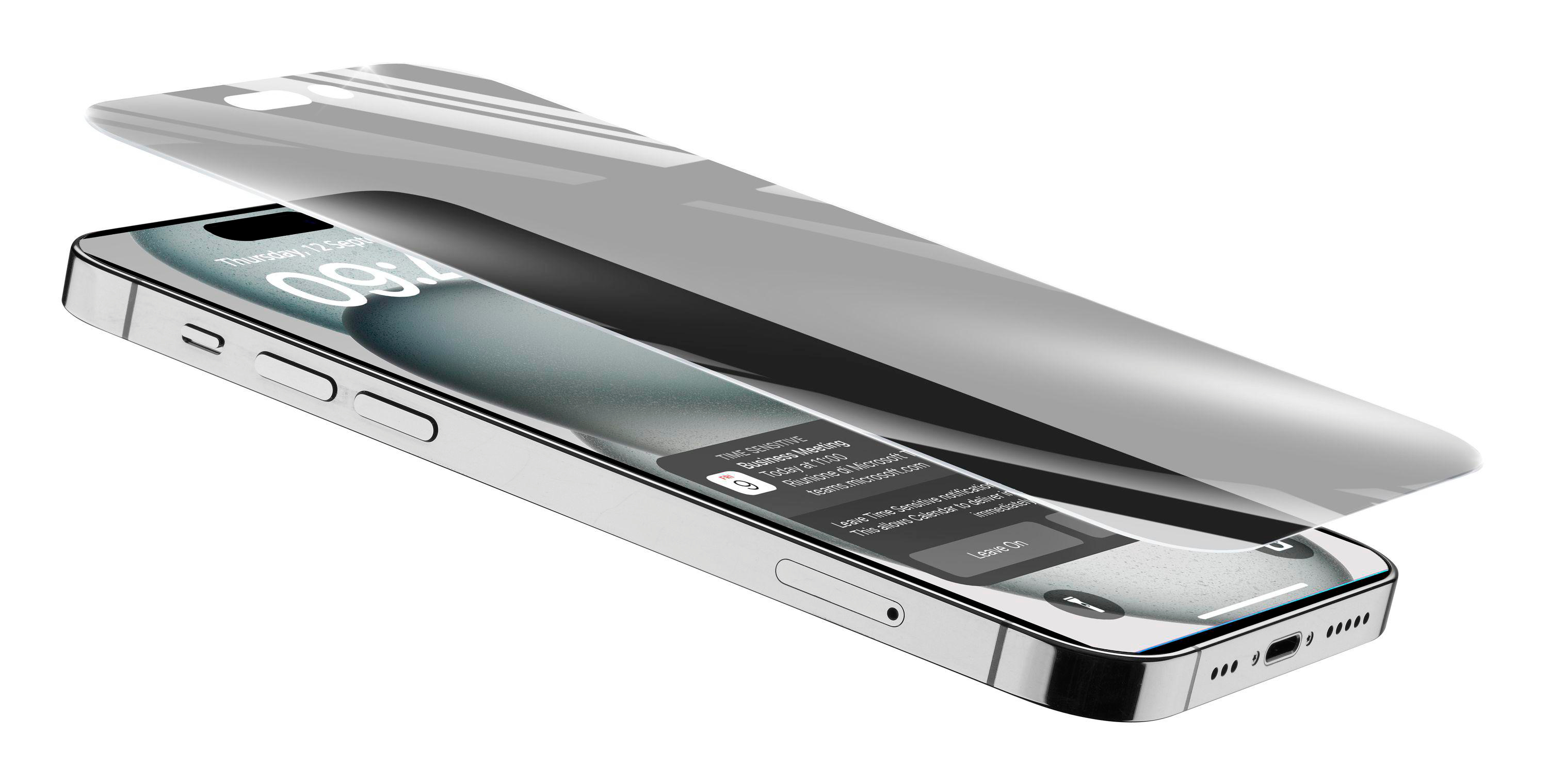 Ein Telefon mit aufgebrachter Displayschutzfolie, zeigt eine Benachrichtigung.